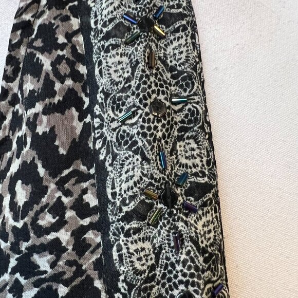 Cassee's Black Gray Animal Print Ruffle bottom Maxi Dress, Size Medium - Picture 4 of 15